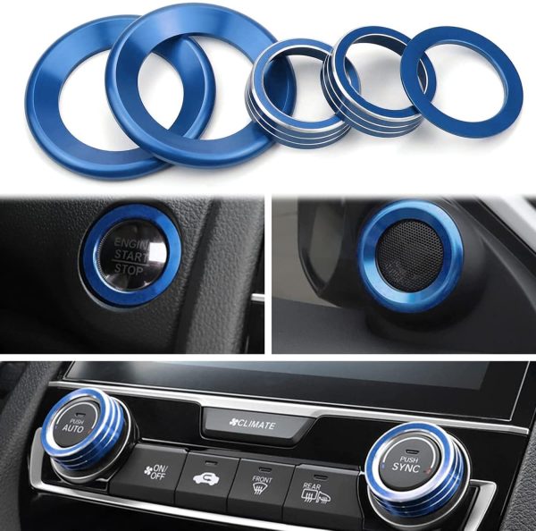 AuTK Honda Civic 10th Gen Button Cover Set Blue-1