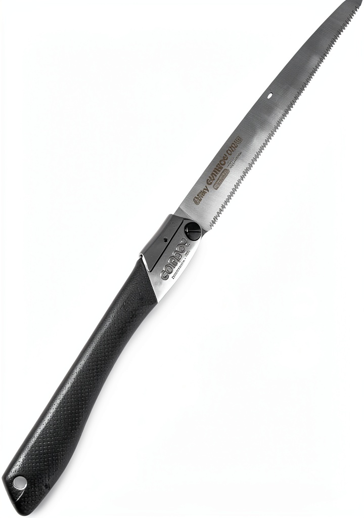 Silky GomBoy folding saw being used to prune a garden shrub