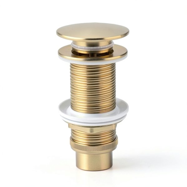 Bathroom Pop up Drain HEROBAI Brushed Gold Sink Strainer No Overflow-1