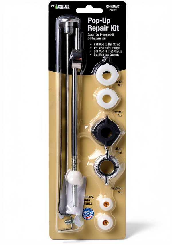 Pop-Up Drain Repair Kit PF WaterWorks – Adjustable Ball Rod, Chrome-1