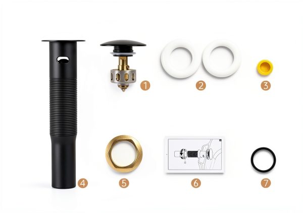Bathroom Sink Drain KES Pop Up Black Stainless-8