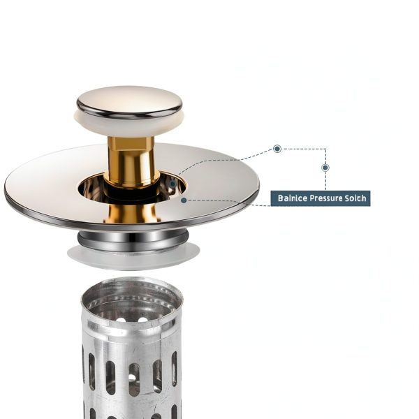 Bathroom Sink Stopper Nevellir 2‑Pack Universal Pop‑Up Chrome Brass-5