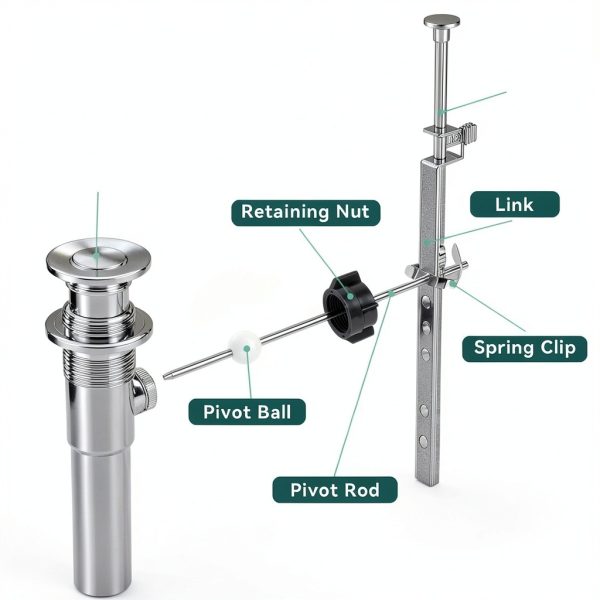 Lavatory Pop Up Center Piece Assembly by AUGHOA Drain with Metal Lever-4
