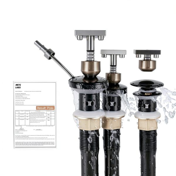 Bathroom Sink Drain KES Pop Up Black Stainless-3