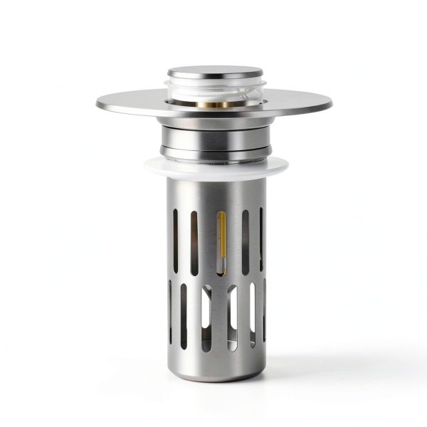 Bathroom Sink Stopper Nevellir 2‑Pack Universal Pop‑Up Chrome Brass-2